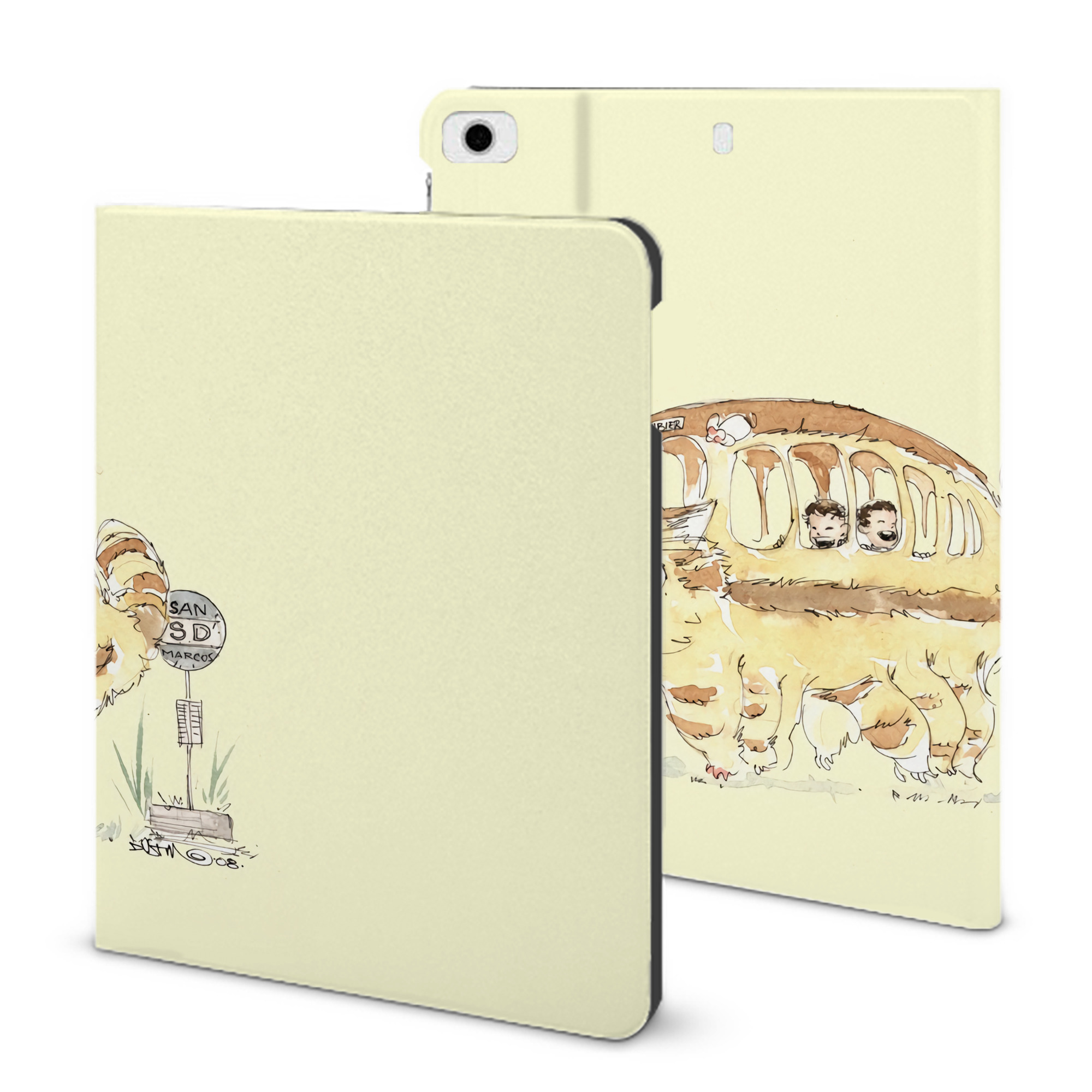 （画像用） となりのトトロ 草壁メイ 草壁サツキ My Neighbor Totoro Satsuki Kusakabe Mei Kusakabe IPad ケース ブック型 PUレザー TPU 耐衝撃 軽量 薄型 ペン収納なし 全面保護 IPad 各モデル対応